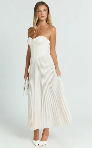 New Showpo Loretta Midi Dress Lace Up Bustier Pleated Dress Size 14 MSRP $129 thumbnail 5