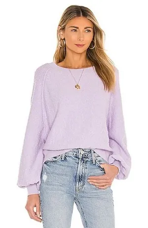 Free People Found My Friend Textured Pullover Sweatshirt Lilac Purple Small thumbnail 1