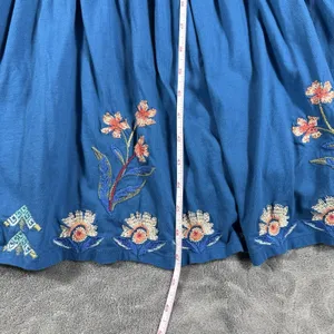 Johnny Was Bluebelle Embroidered Teal Maxi Dress S Bell Sleeve Peasant Tiered thumbnail 6