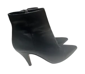 Minimalist Pointed Toe Leather Stiletto Ankle Bootie Vince Camuto 8M Black 8 thumbnail 1
