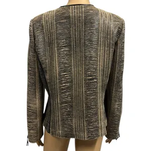 Blue Ice Tan Black Textured Zip Up Zip Sides and Cuffs Blazer Jacket Womens 10 thumbnail 2
