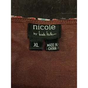 Nicole By Nicole Miller Shirt Womens XL Orange Boho Floral V Neck Top Blouse thumbnail 5