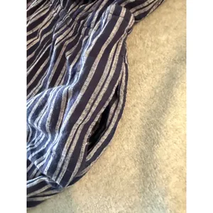 Aerie Strapless Striped Jumpsuit Women Medium Navy Blue Smocked Tie Front Jogger thumbnail 11