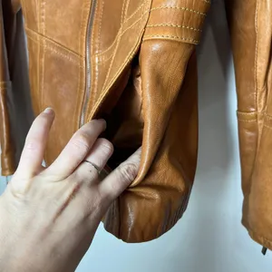 Vintage Anne Klein Longer Line Camel Faux Belted Leather Jacket Sz M thumbnail 5