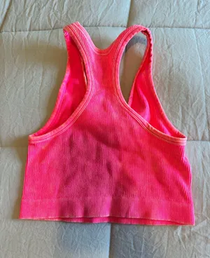 Amazon Pink Ribbed Crop Tank Top thumbnail 2