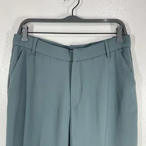Zara Wide Leg Trousers High Waist Flowy‎ Palazzo Pant Career Sage Green Large thumbnail 4