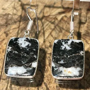 White Bufalo Turquoise Earrings 1 1/2” Black thumbnail 3