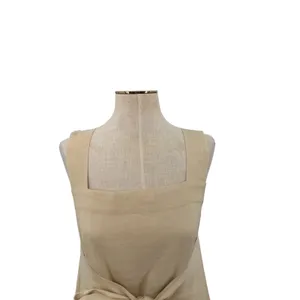 Cuyana Linen Blend Tie Front Square Neck Maxi Dress Beige Minimalist Size Small thumbnail 2