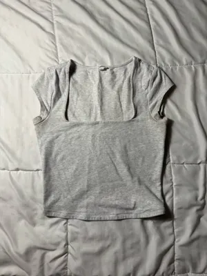 Heather Grey Square Neck Crop Top thumbnail 3