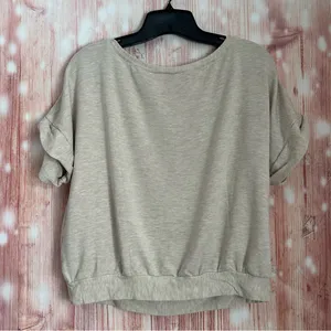 Eberjey Softest Sweats The Short Sleeve Sweatshirt Oatmeal Heather Size M thumbnail 9