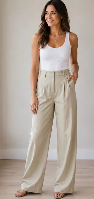 Princess Polly Beige Wide Leg Pleated Trousers High Waisted Tan Pants Size 0 US thumbnail 1