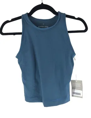 Everlane Womens The Perform Tank Cropped Aergean Blue XS thumbnail 1