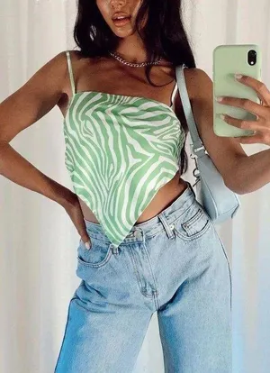 Princess Polly Miss Lexi Green Zebra Print Top thumbnail 1