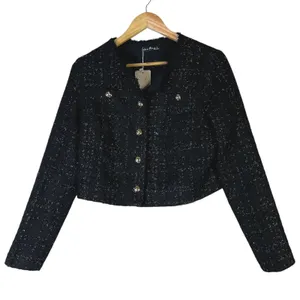 NWT Emery Rose Cropped Tweed Jacket Black‎ Old Money Sophisticated Preppy Size S thumbnail 2