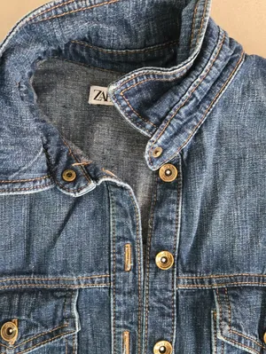 Zara Indigo Denim Button Down Shacket Size S thumbnail 5
