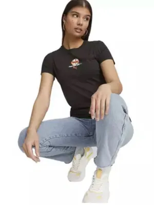 NWT PUMA Women's Worldwide Graphic Tee - Black M thumbnail 3
