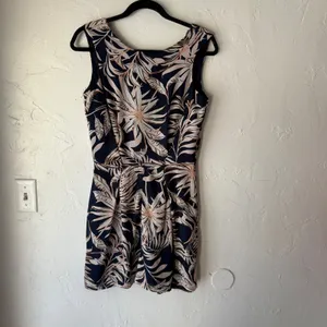 Vero Moda Tropical Romper Size S‎ Navy Palm Print Blue Lace Back Coastal Chic thumbnail 3