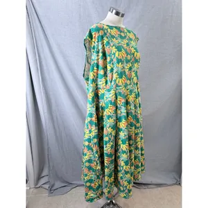 Bright and Beautiful Midi Dress Green Floral Sunburst Mod Retro Plus 24 thumbnail 9