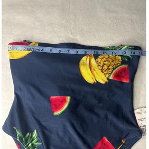 Forever 21 Fruit Print One Piece Swimsuit Large‎ NWT Navy Blue Watermelon Banana thumbnail 7
