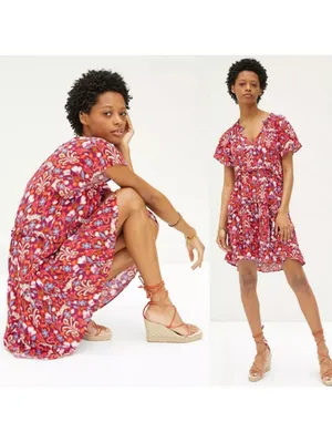 Anthropologie Robin Tiered Mini Dress Shift Fit Flowy Flattering Size Medium thumbnail 2