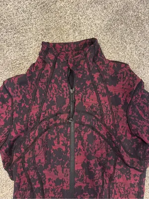 lululemon athletica Burgundy and Black Patterned Bomber Jacket thumbnail 3