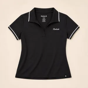 Reebok Womens Black V-Neck Active Polo Shirt Short Sleeve‎ Contrast Trim XXL thumbnail 3