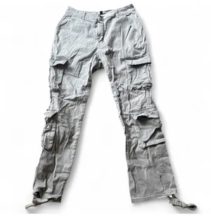 Gilipur Gray Khaki Cargo Pants with multiple pockets & decorative ankle straps thumbnail 3