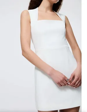 French Connection Whisper Ruth Square Neck Mini Dress, Size 14, Elegant White thumbnail 2
