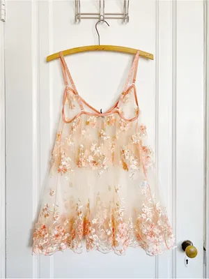 KILO BRAVA • Anthropologie Embroidered Mini Slip Dress sheer nightie nightgown thumbnail 9