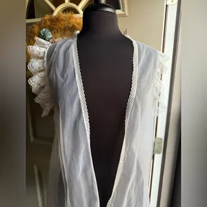 Vintage sheer white lace trim nightie over coat thumbnail 2