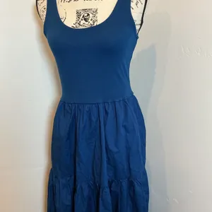 J.Crew Mixed-Media Tiered Maxi Dress Blue CK541 XS NWT Casual Summer Poplin thumbnail 2