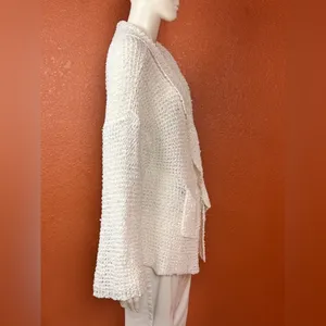 POL - Ivory/Oatmeal Loose Weave Cozy Cardigan Size Medium. G#34 thumbnail 3