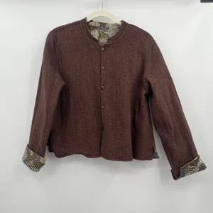 Women's Jacket Quilted Reverses Me Chocolate Coffee Brown Pattern Art Wear Boho thumbnail 5