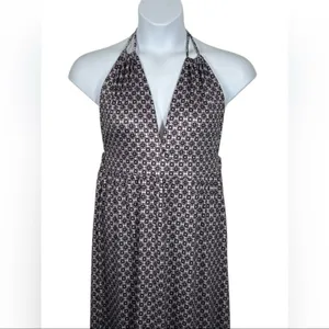 Purple Medallion Halter Maxi Dress Open Back Resort Vacation Boho XL thumbnail 4