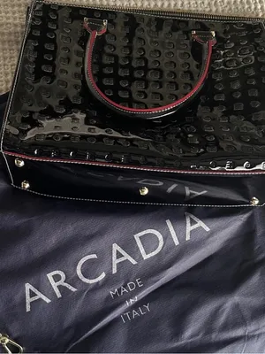 Arcadia Black Patent Satchel with PinkTrim thumbnail 2
