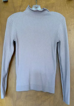 Loft Mock Neck Top Ribbed Camel M thumbnail 1
