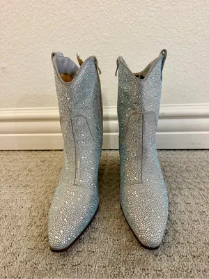 Ronilurn Silver Rhinestone Sparkly Western Cowboy Cowgirl Boots Size 9 Festival thumbnail 2