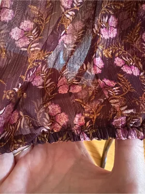 LOFT Women’s Floral Metallic Ruffle Above Knee Dress Purple Medium thumbnail 5
