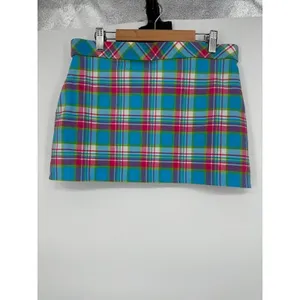 Lilly Pulitzer Madras Plaid‎ Micro Mini Skirt Stretch Size Small Pull On Preppy thumbnail 3