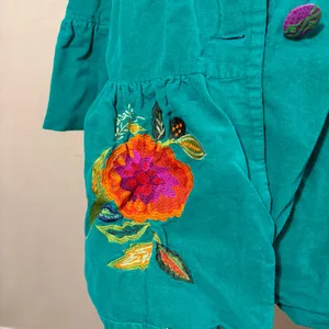 Whimsical vibrant green Judith March coat Measure Like Small Satin lined Boho thumbnail 3