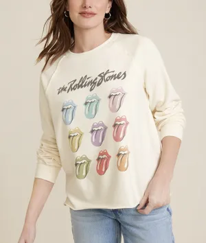 Maurices The Rolling Stones Sweatshirt Cream Multi Band Graphic thumbnail 1