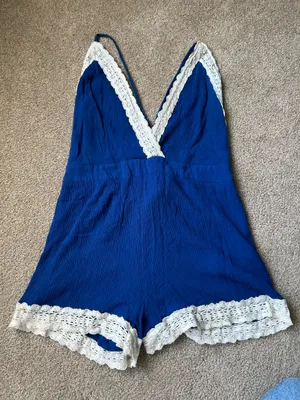 Shinestar Open Back Lace Trim Romper thumbnail 1