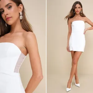 LULUS Bridal Bachelorette Engagement Bridal Shower Sexy Strapless Mini Dress thumbnail 2