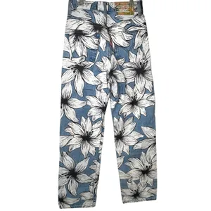 Levis x Farm Rio Ribcage Straight Jeans Womens 24 Blue Tropical Ankle High Rise thumbnail 3