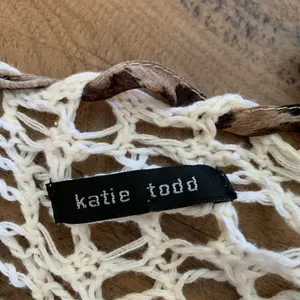Katie Todd Weave Crochet Cardigan Boho Sz M Medium Cover Up White Ribbon Trim thumbnail 5