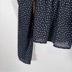 Abercrombie & Fitch Black Polka Dot Puff Sleeve Blouse Womens M Cropped Smocked thumbnail 10