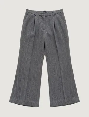 Express Editor Wide Leg Herringbone Dress Pants Black White Size 4R thumbnail 1