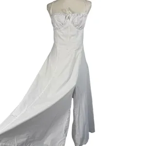Haute Monde Maxi Dress Womens L White Corset Lace Up Back Slit Boho Bridal thumbnail 7