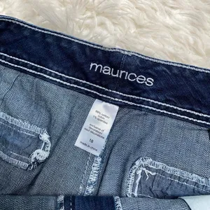 Maurices Blue Denim White Stitching Cuffed Shorts Y2k Summer Spring Grunge Alt thumbnail 2