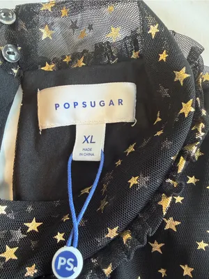 NWT Pop Sugar Lucky Stars Dress Size XL Celestial Metallic Whimsical Flirty M6 thumbnail 4